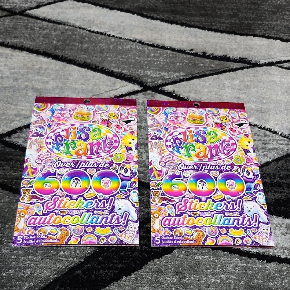 LISA FRANK OVER 600 COLLECTIBLE AUTOCOLLANTS STICKER 2- BOOKS NOSTALGIC